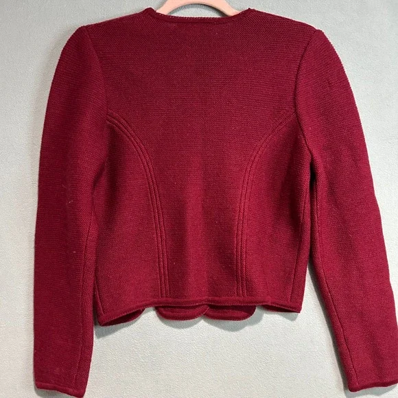 Jacobson's Wool Cardigan Jacket Womens Small Red Scalloped Gold Buttons Vintage - Picture 2 of 7